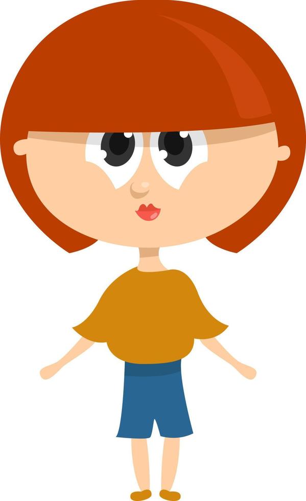 Girl with bob haircut , illustration, vector on white background