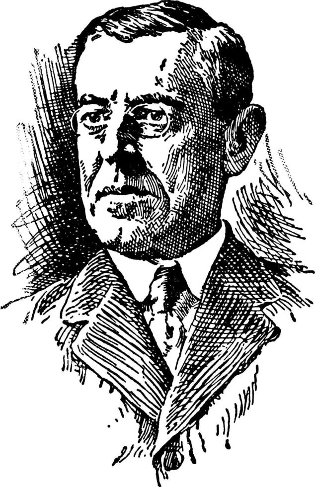Woodrow Wilson, vintage illustration vector