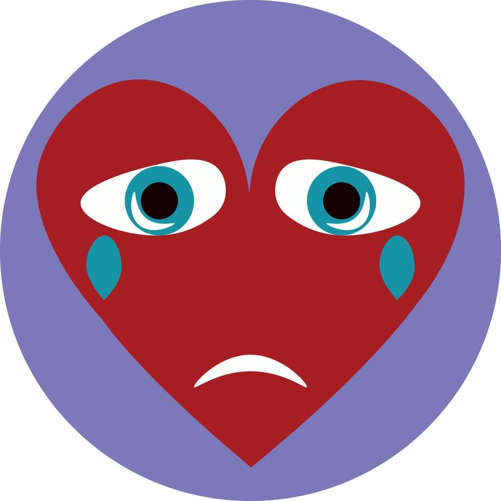 Crying heart, illustration, vector on a white background.