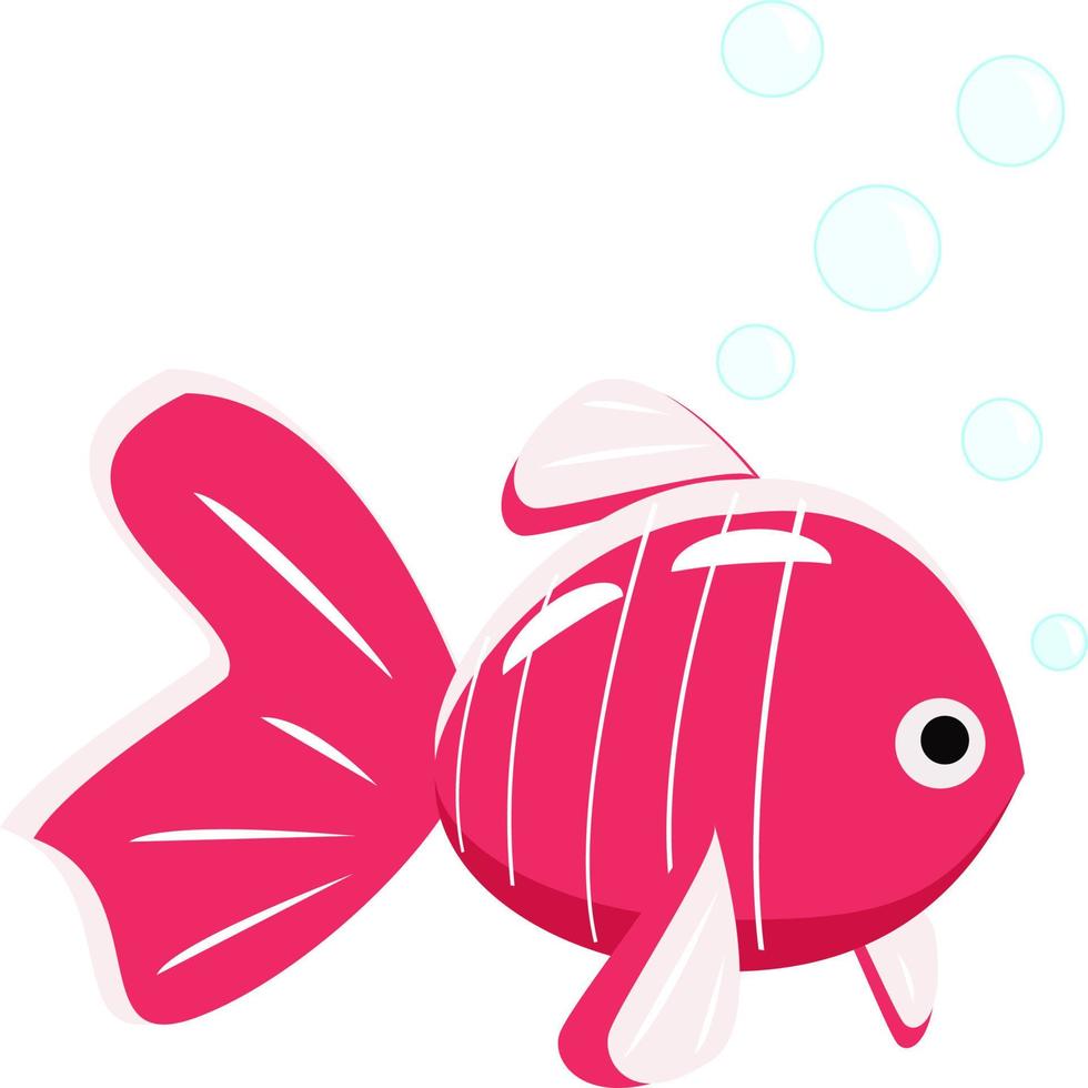 Pink fish, illustration, vector on white background.