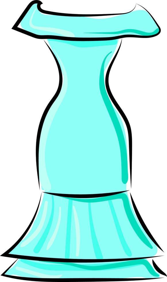 Blue woman dress, illustration, vector on white background.