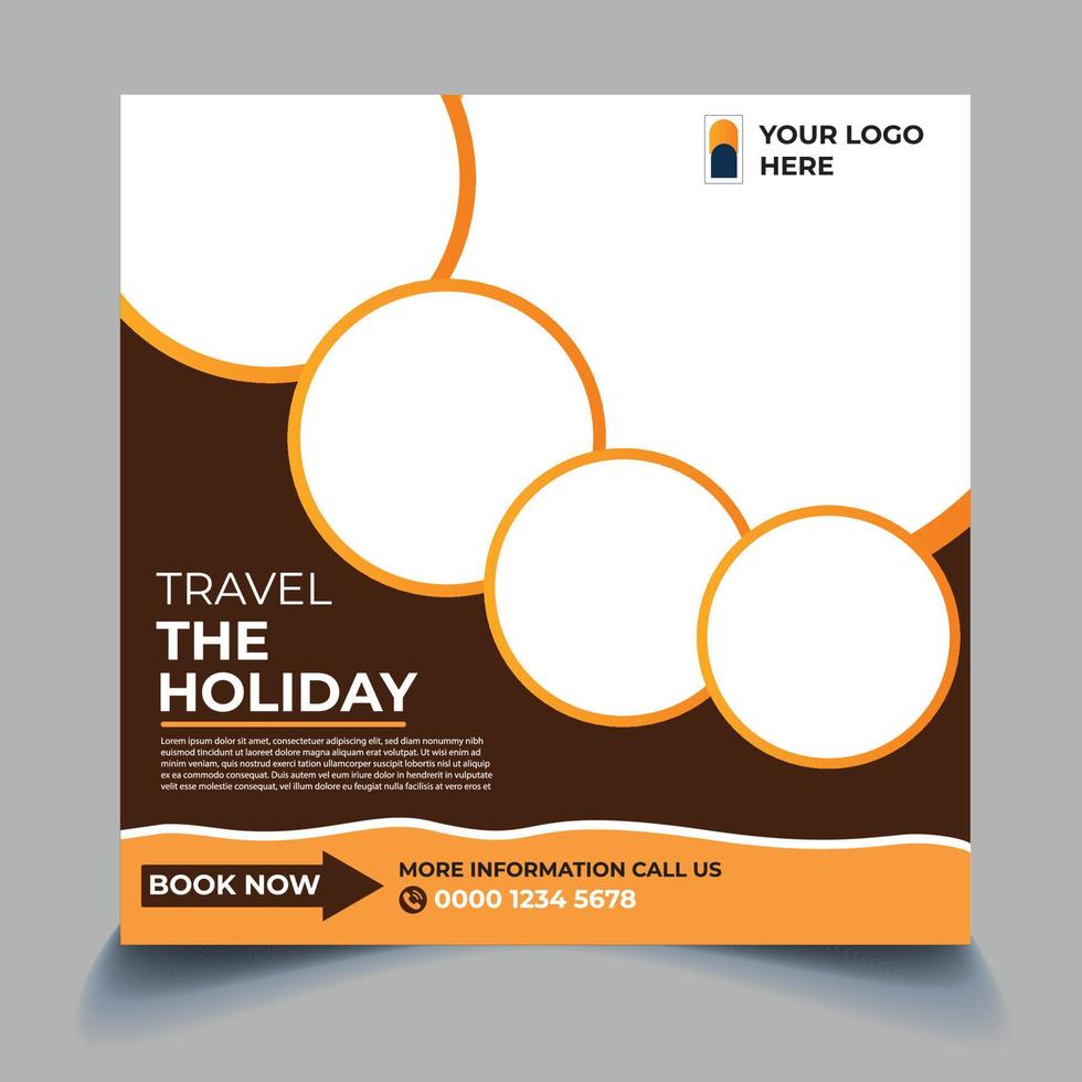 travel social media post template vector