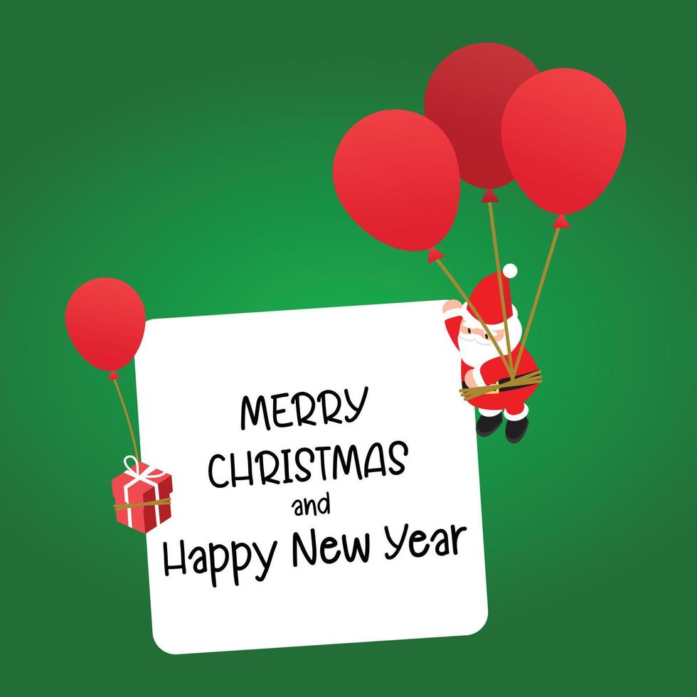 Christmas banner template with Santa with balloon vector