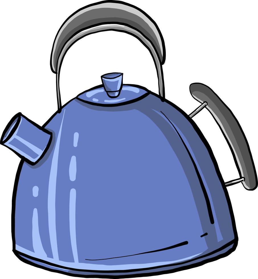 Blue teapot, illustration, vector on white background.