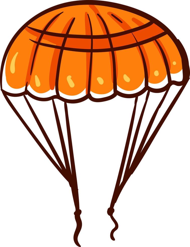 Orange parachute, illustration, vector on white background
