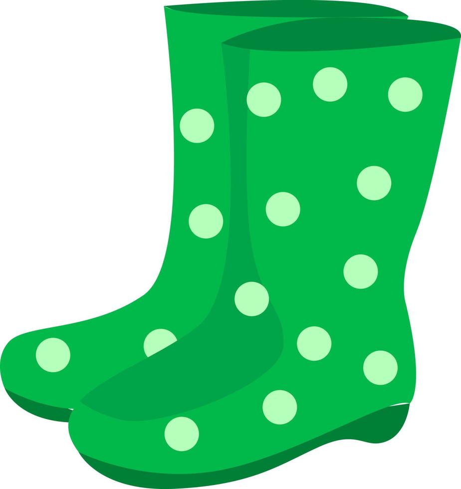 Botas de goma verde, ilustración, vector sobre fondo blanco.