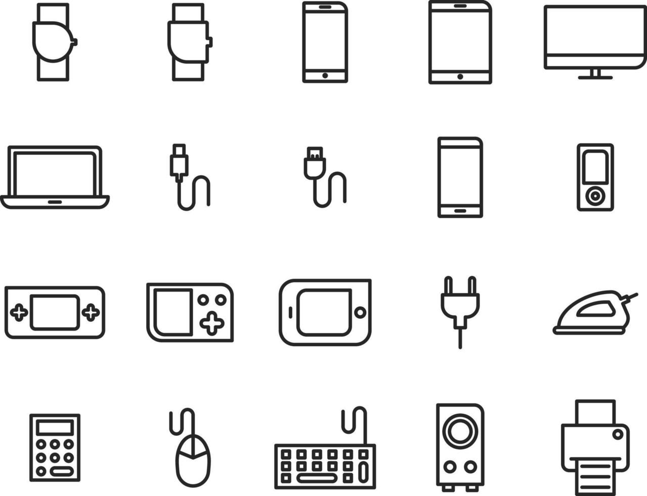 Electric devices, illustration, vector on a white background.