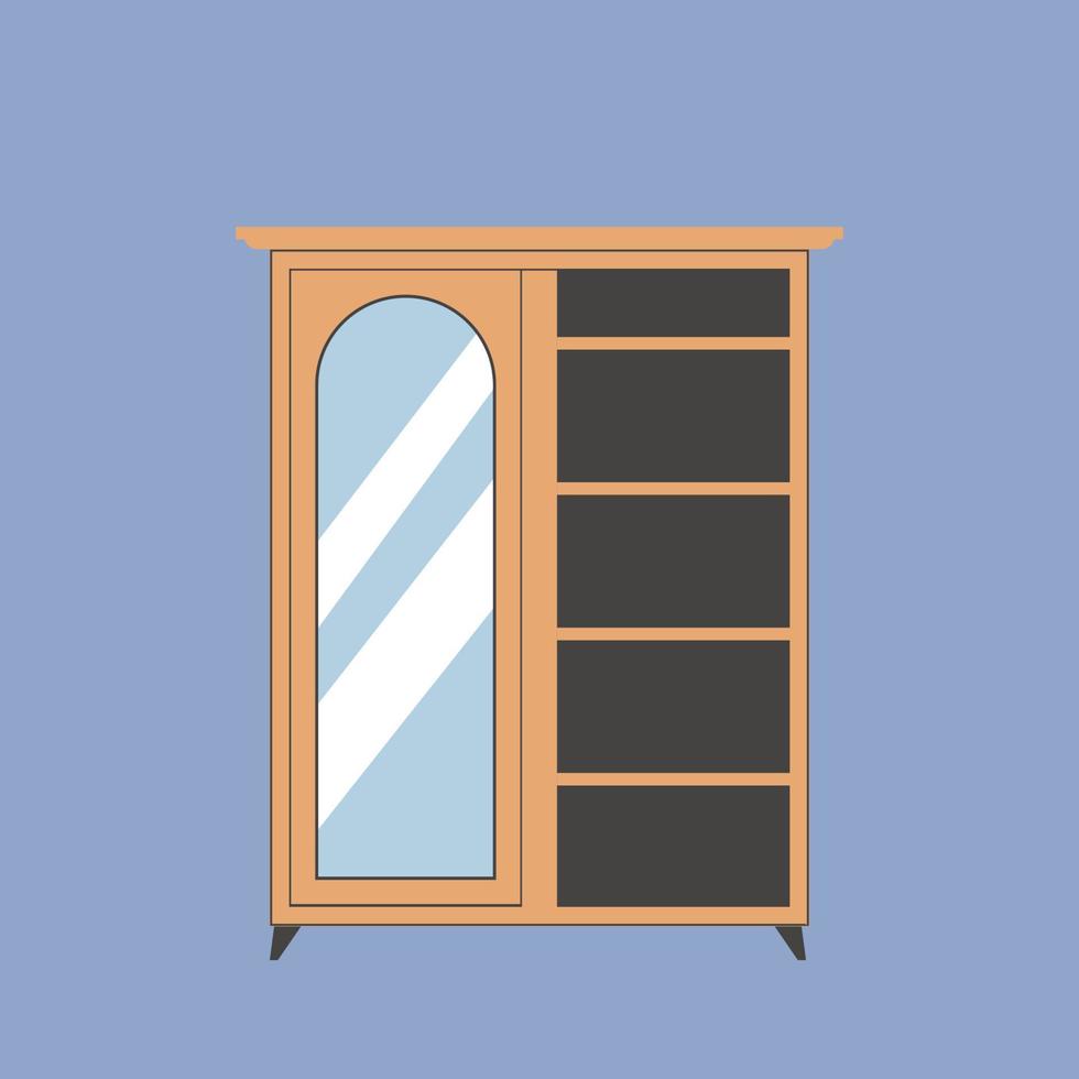 Wooden Cupboard flat illustration vector