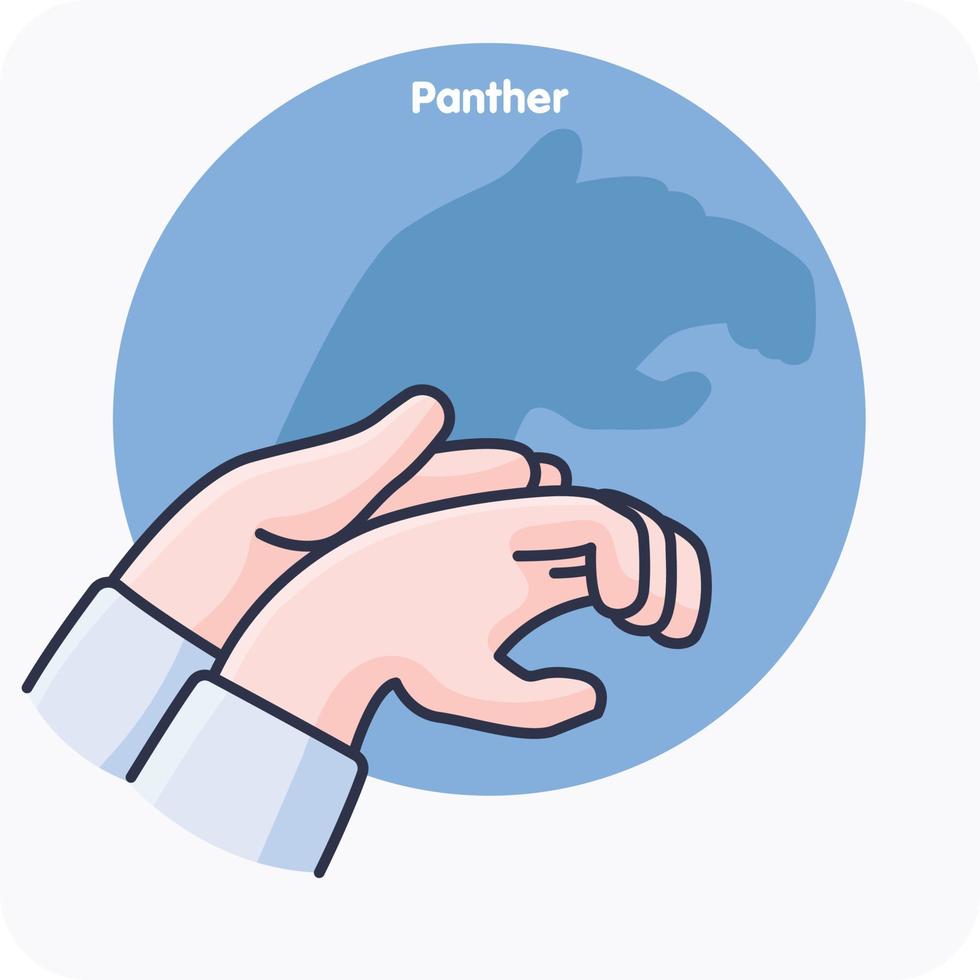 Panther in hand shadow art, Hand-shadow artwork featuring silhouettes of Panther and tiger vector