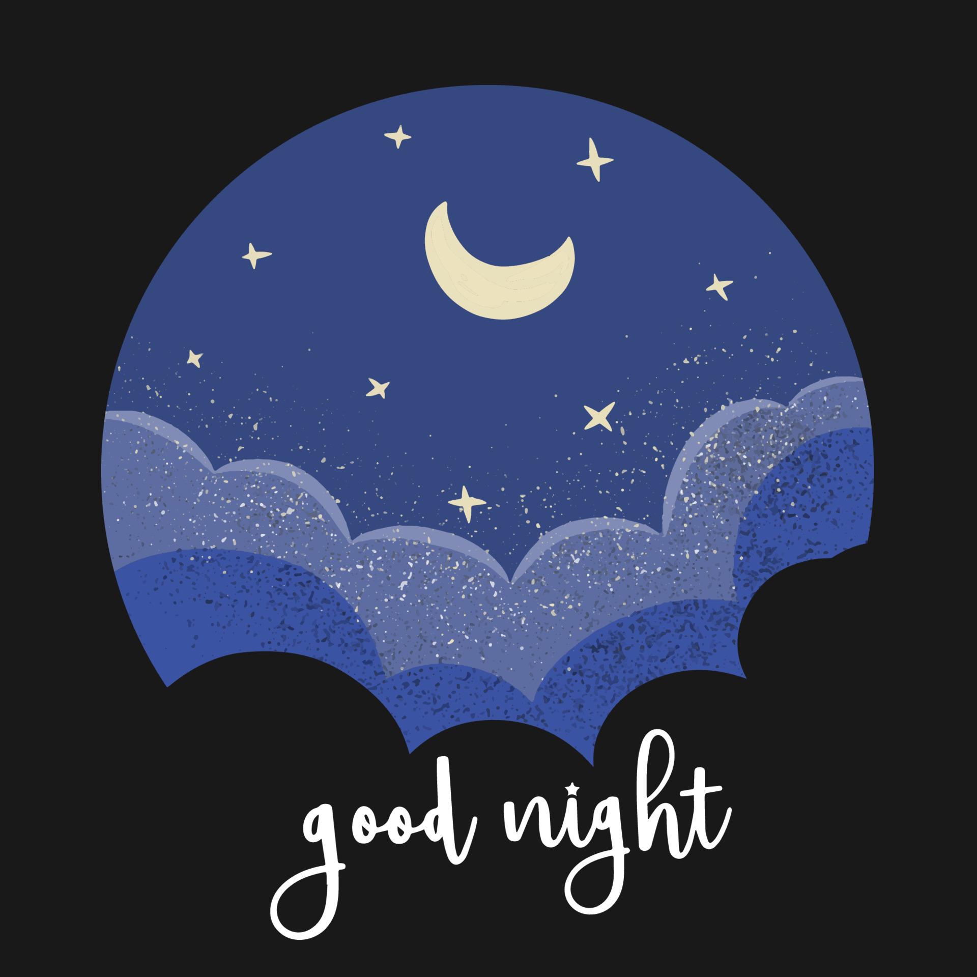 Good night, cute starry sky illustration, flat 13599547 Vector Art at