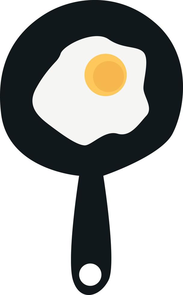 Omelette in a pan, illustration, vector on white background.