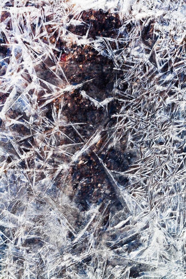 ice crystals on water stream photo