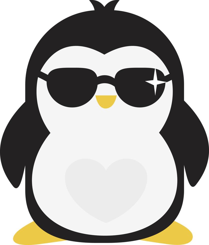 Cool penguin, illustration, vector on white background.
