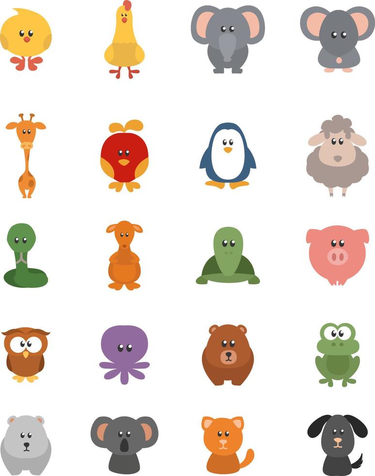 Baby animals, illustration, vector, on a white background. vector