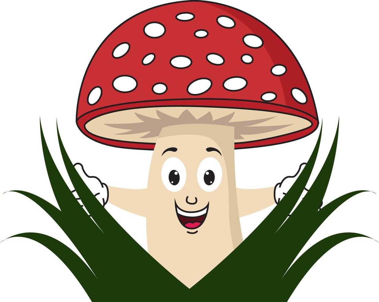 Happy mushroom, illustration, vector on white background.