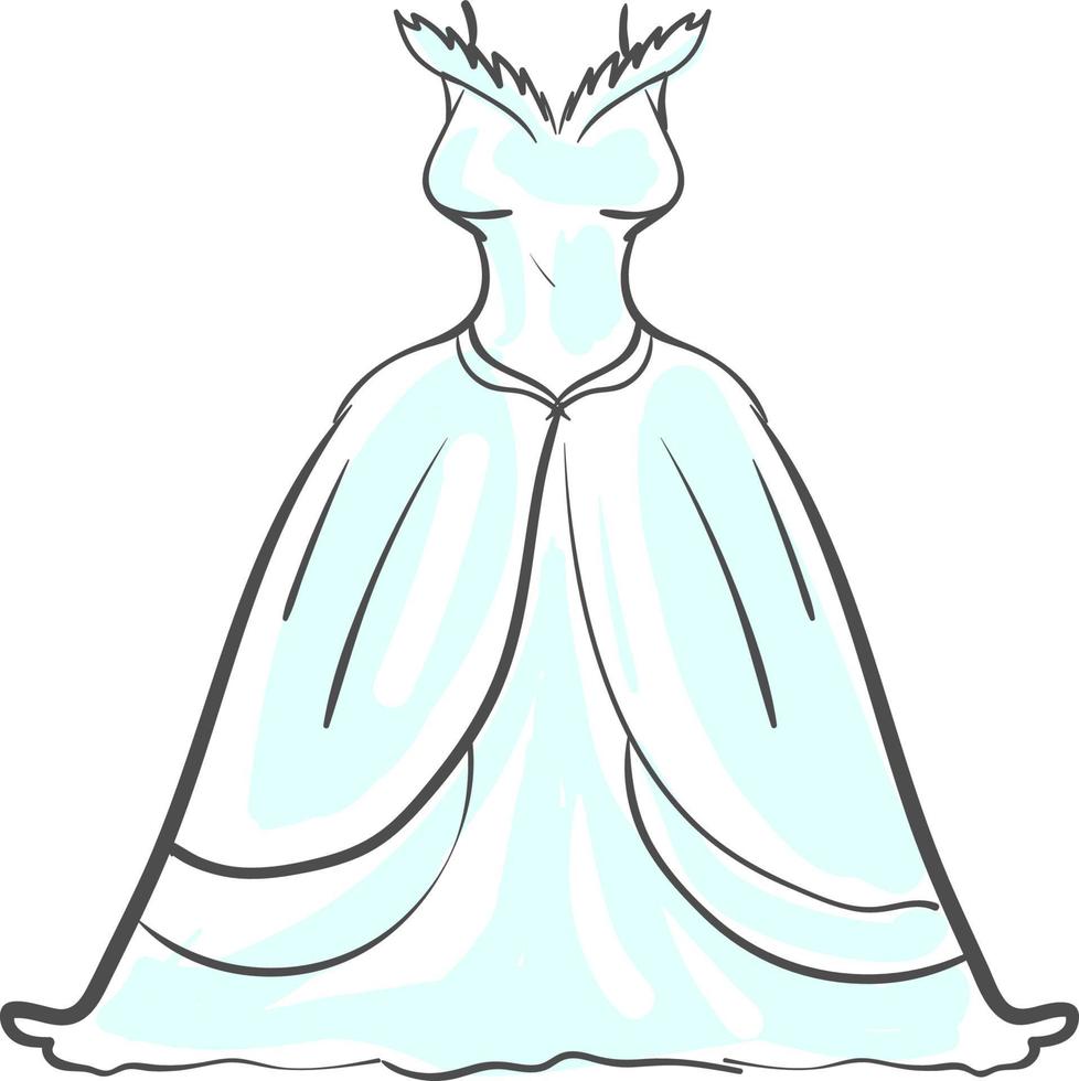 Wedding dress, illustration, vector on white background.