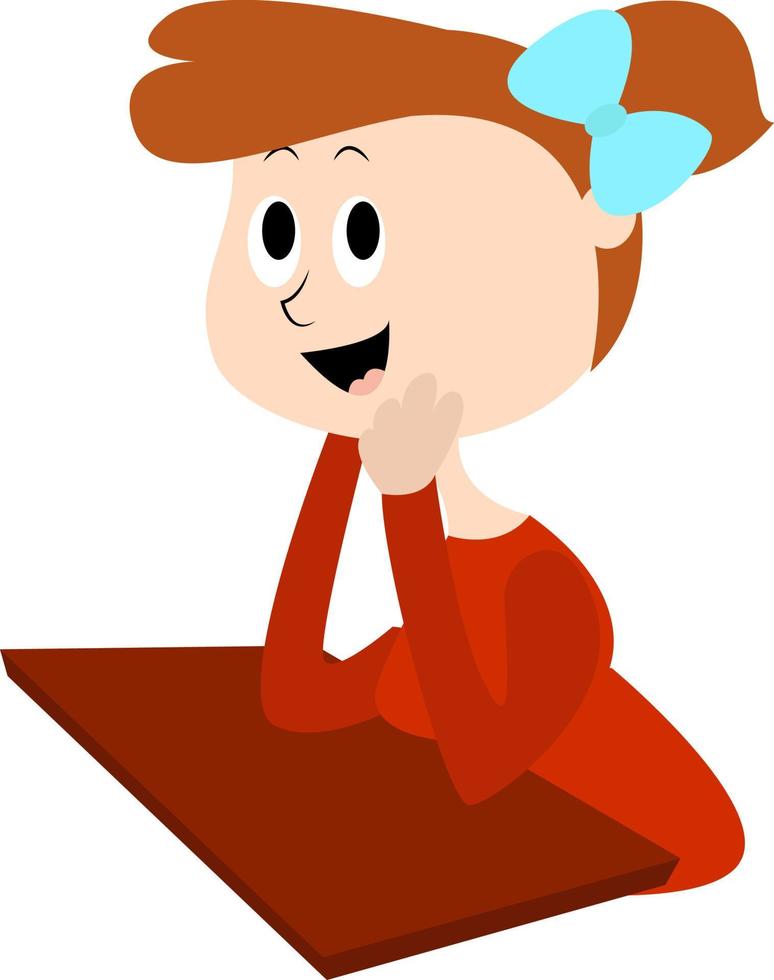 Little girl in red, illustration, vector on white background.