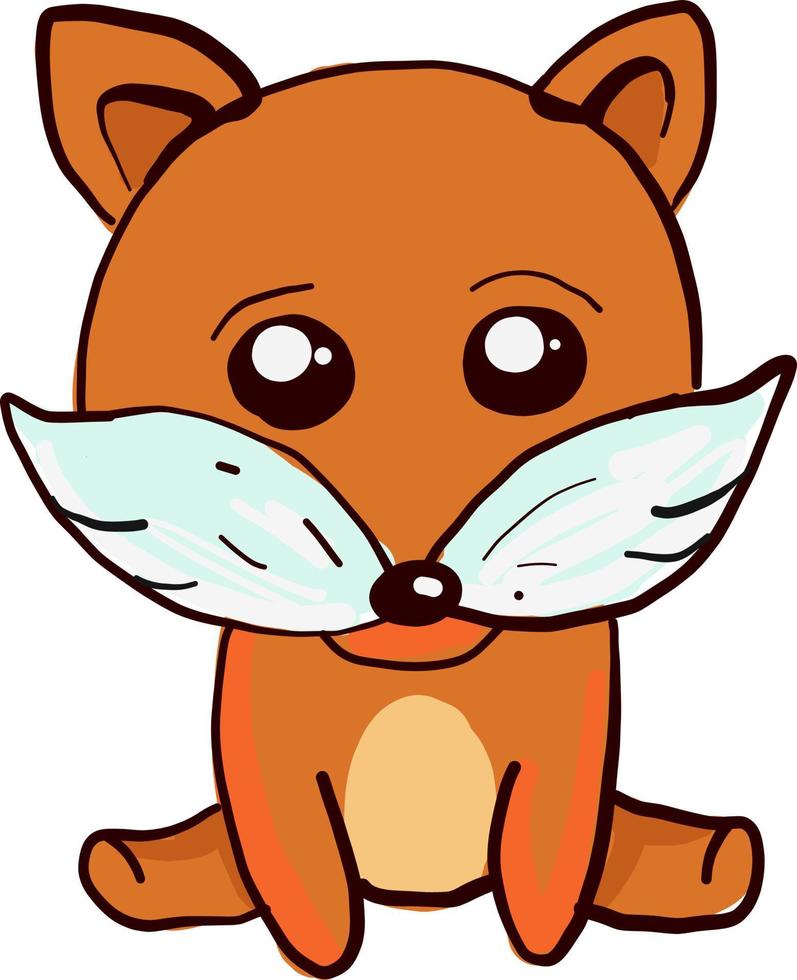 Small baby fox, illustration, vector on white background