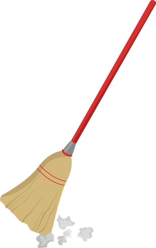 Red broom, illustration, vector on white background