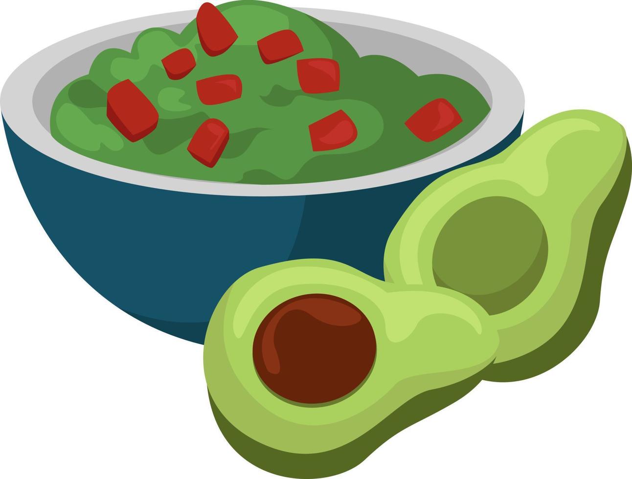 Delicious guacamole, illustration, vector on white background.