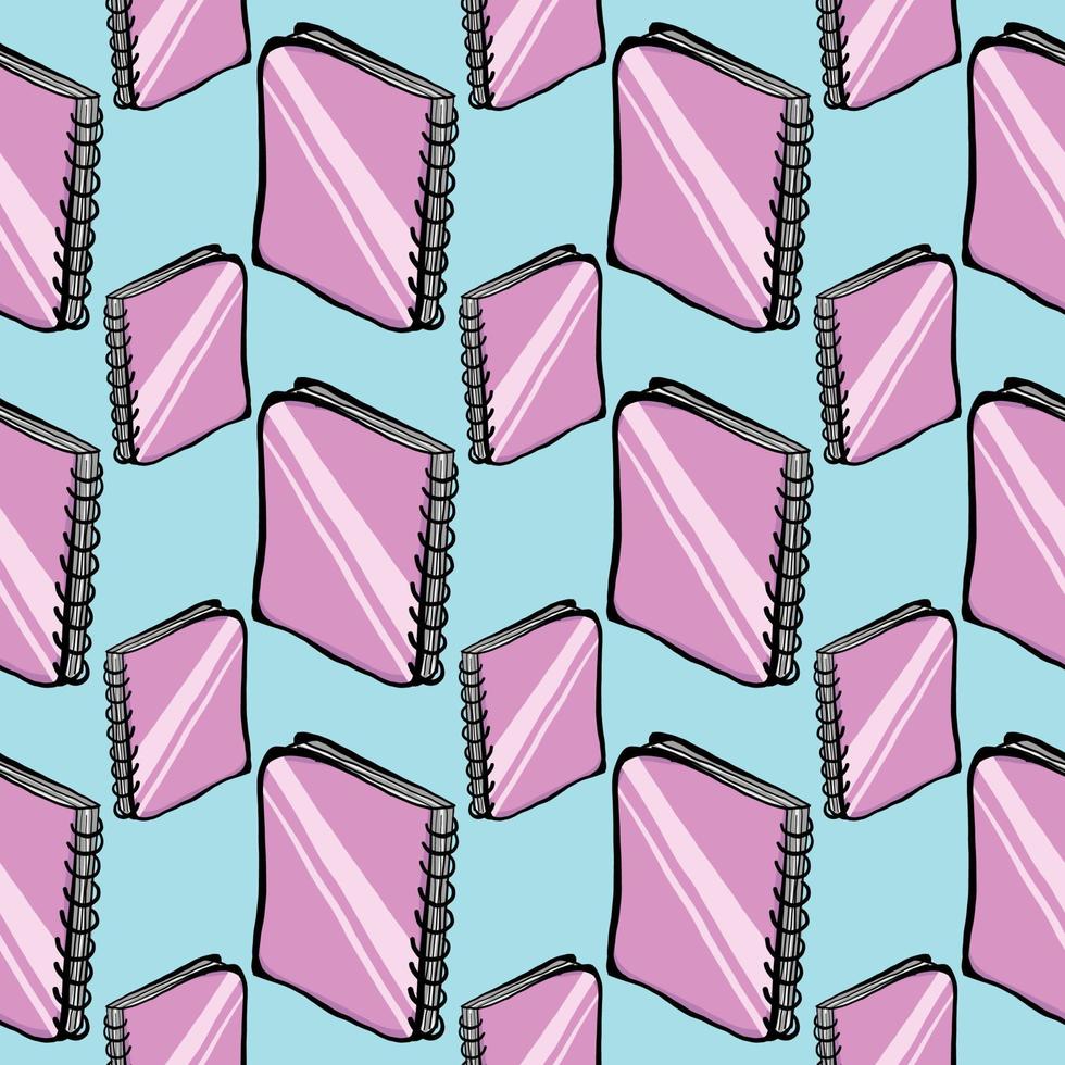 Notebook pattern, seamless pattern on blue background. vector