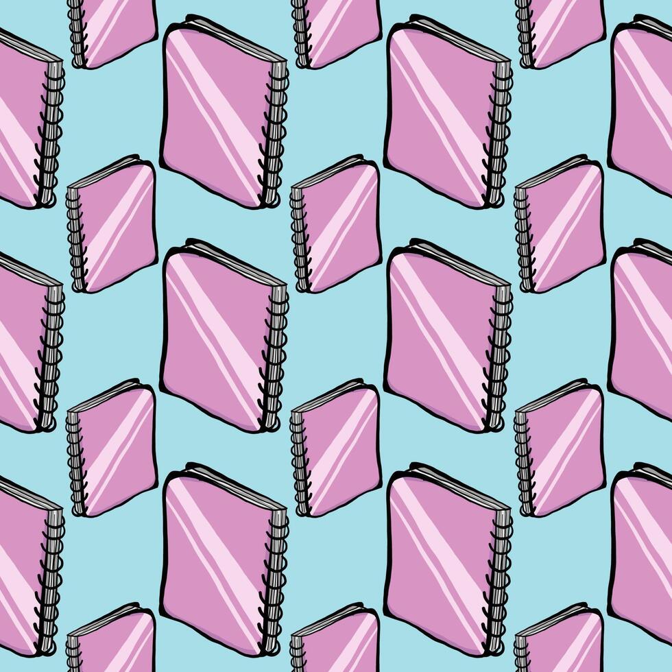 Notebook pattern, seamless pattern on blue background. vector