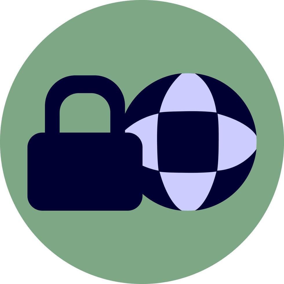 Lock and globe, illustration, vector on a white background.