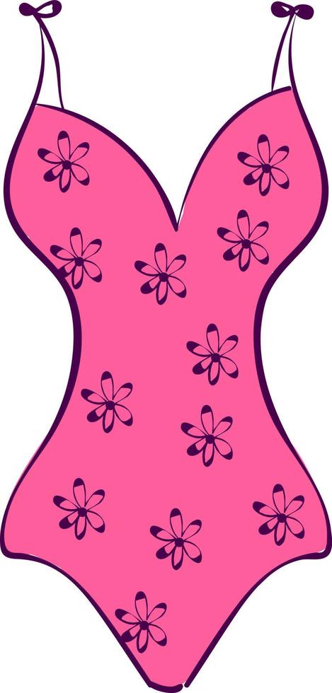 Pink swimsuit, illustration, vector on white background.