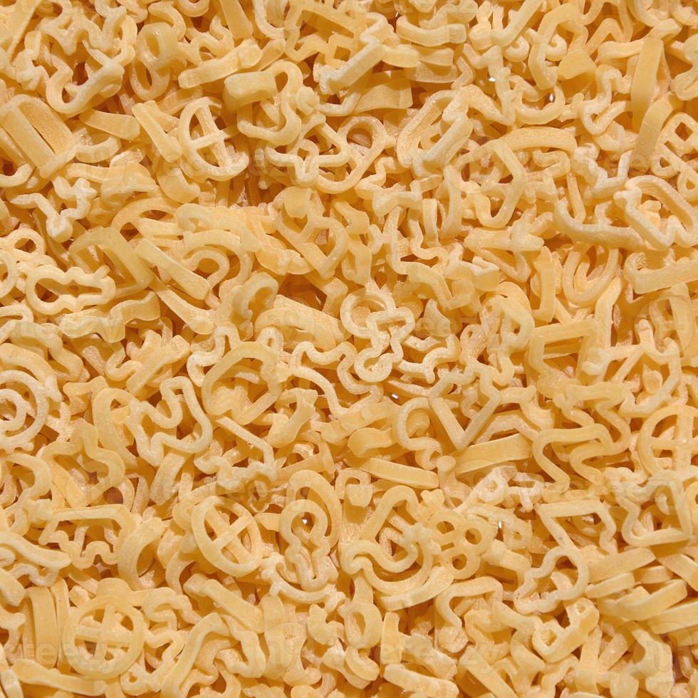 Texture of a lot of curly raw yellow pasta photo