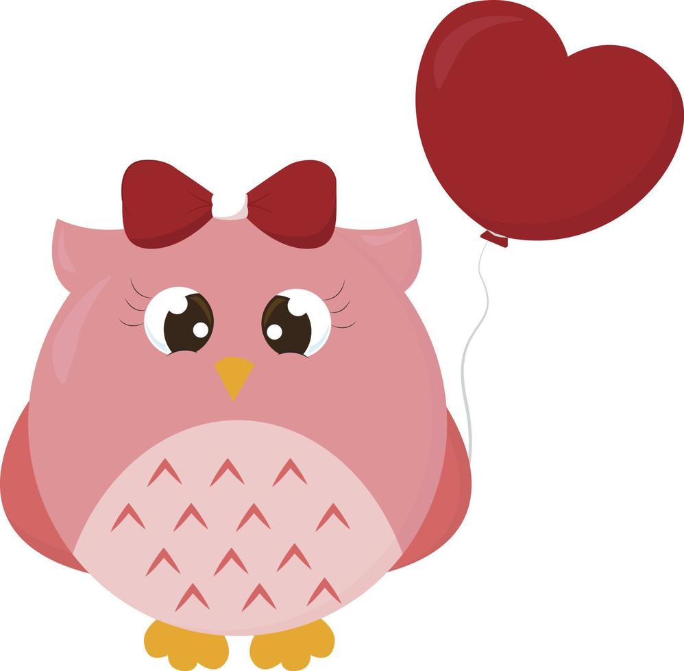 Owl in love, illustration, vector on white background.