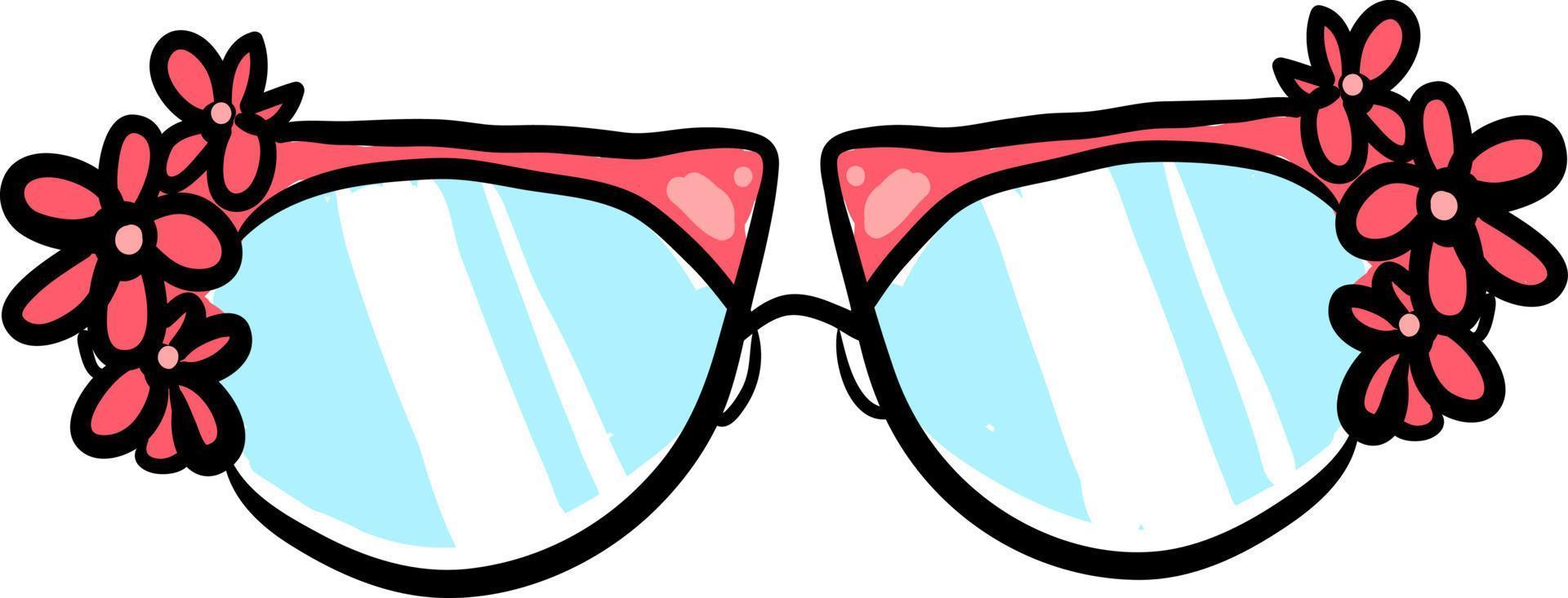 Cute floral glasses, illustration, vector on white background.