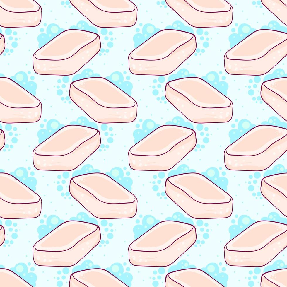 Cute soap pattern, seamless pattern on light blue background. vector
