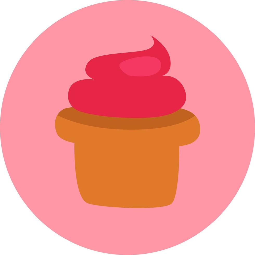 Muffin with red cream, illustration, vector on a white background.