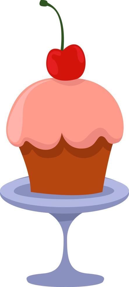 pequeño cupcake, ilustración, vector sobre fondo blanco.