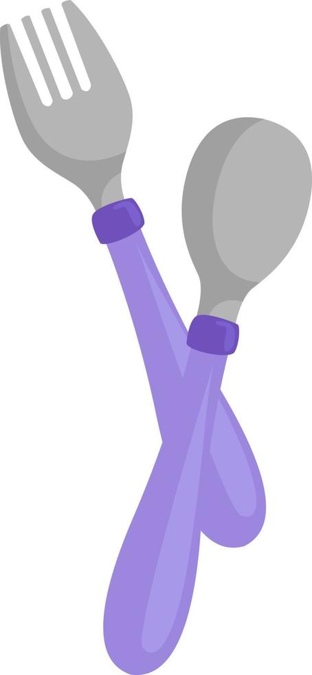 Spoon and fork, illustration, vector on a white background.