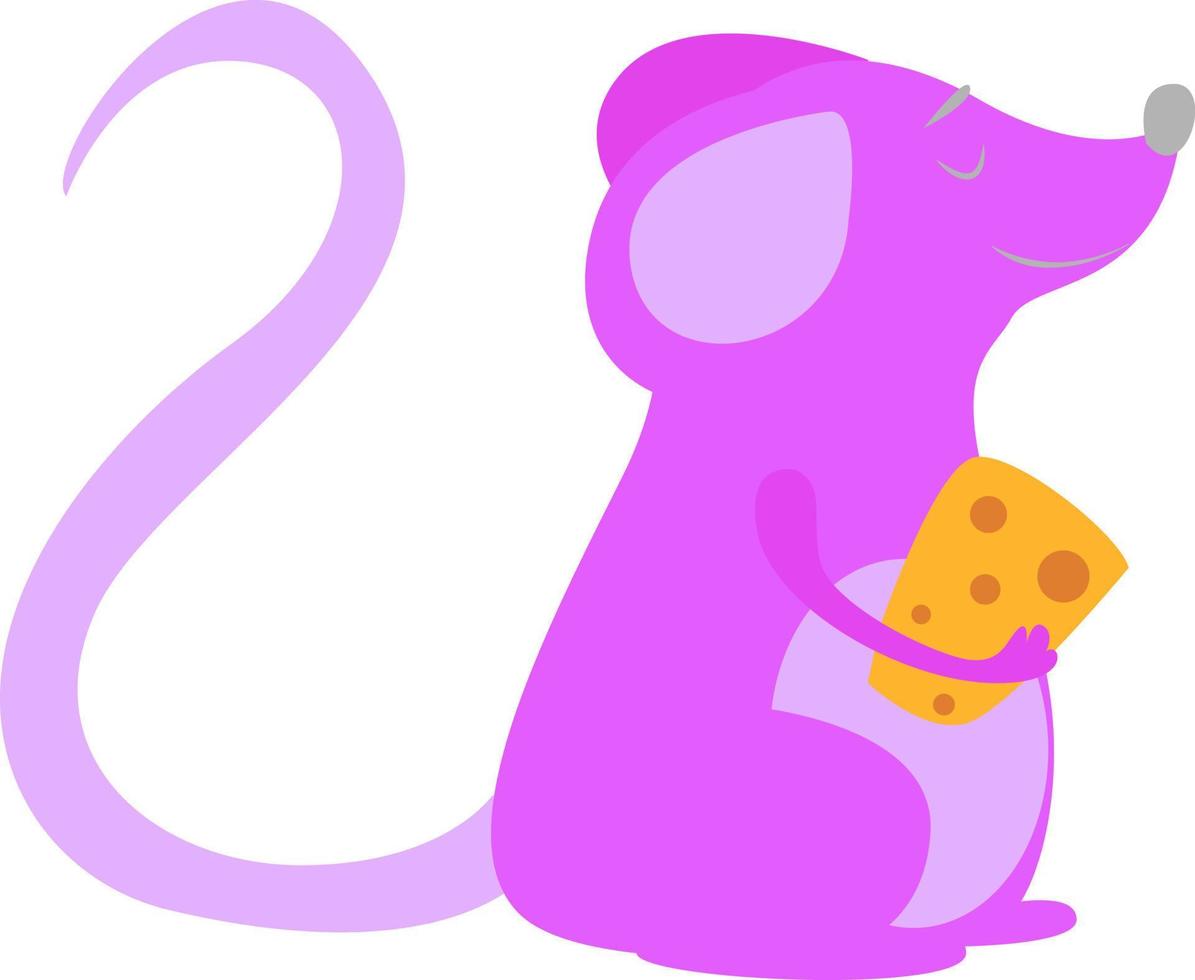 Pink mouse, illustration, vector on white background.