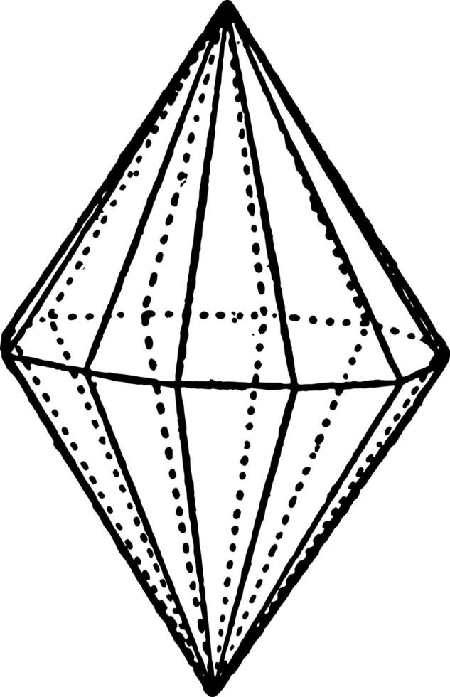Dihexagonal Bipyramid vintage illustration. vector