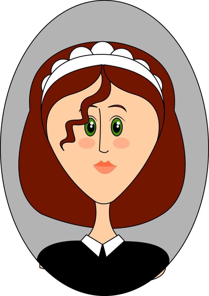 Maid with red hair, illustration, vector on white background.