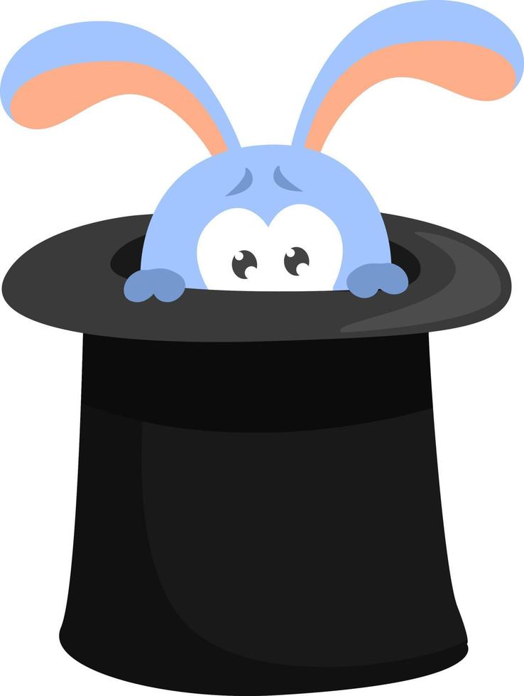 conejo en un sombrero, ilustración, vector sobre fondo blanco