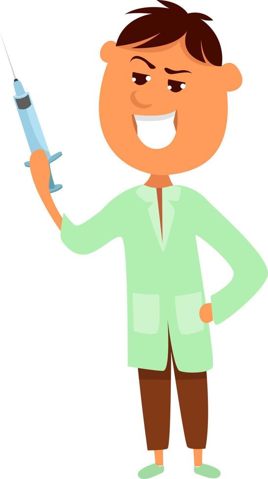 Doctor with a big smile, illustration, vector on white background.