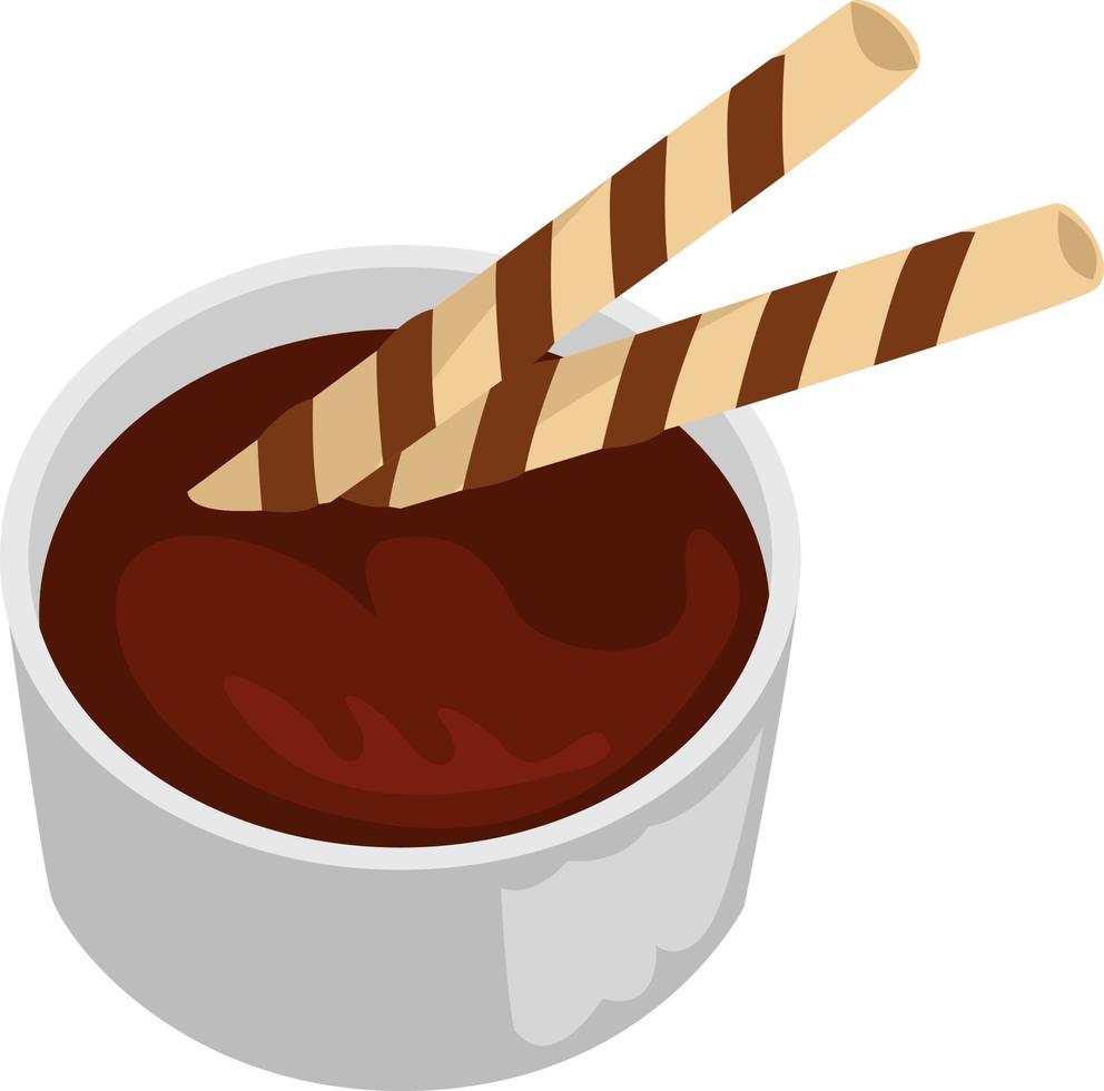 Chocolate pudding, illustration, vector on white background