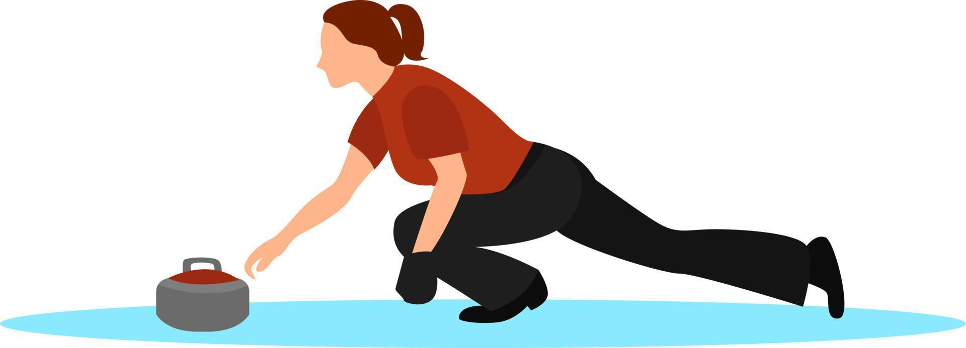 Curling sport, illustration, vector on white background