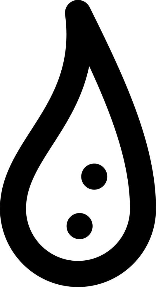 White drop outlined with black color and two little black dots in it, illustration, vector on white background.