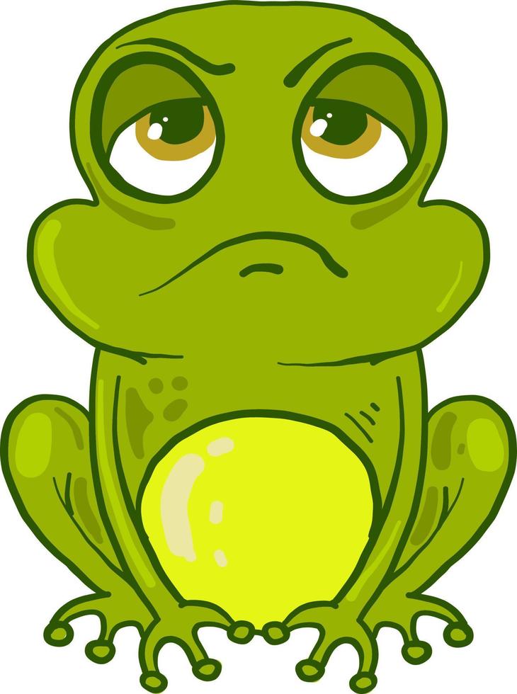 Bored frog, illustration, vector on white background.