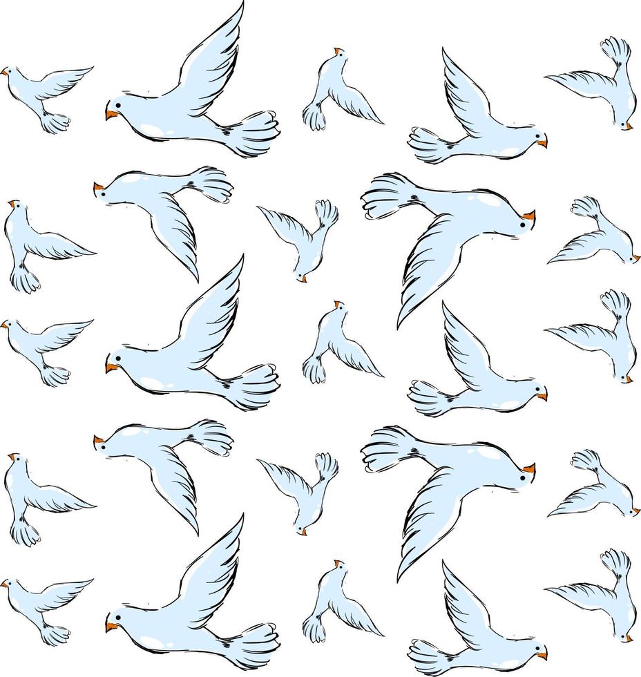 Doves, illustration, vector on white background.