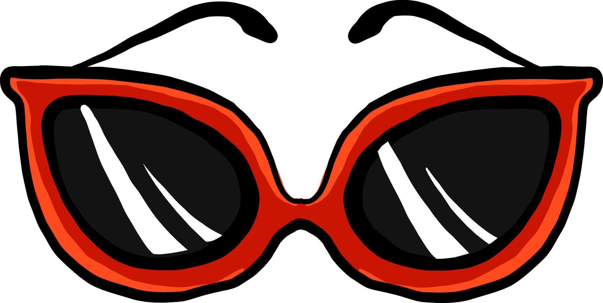 Red sunglasses, illustration, vector on white background.