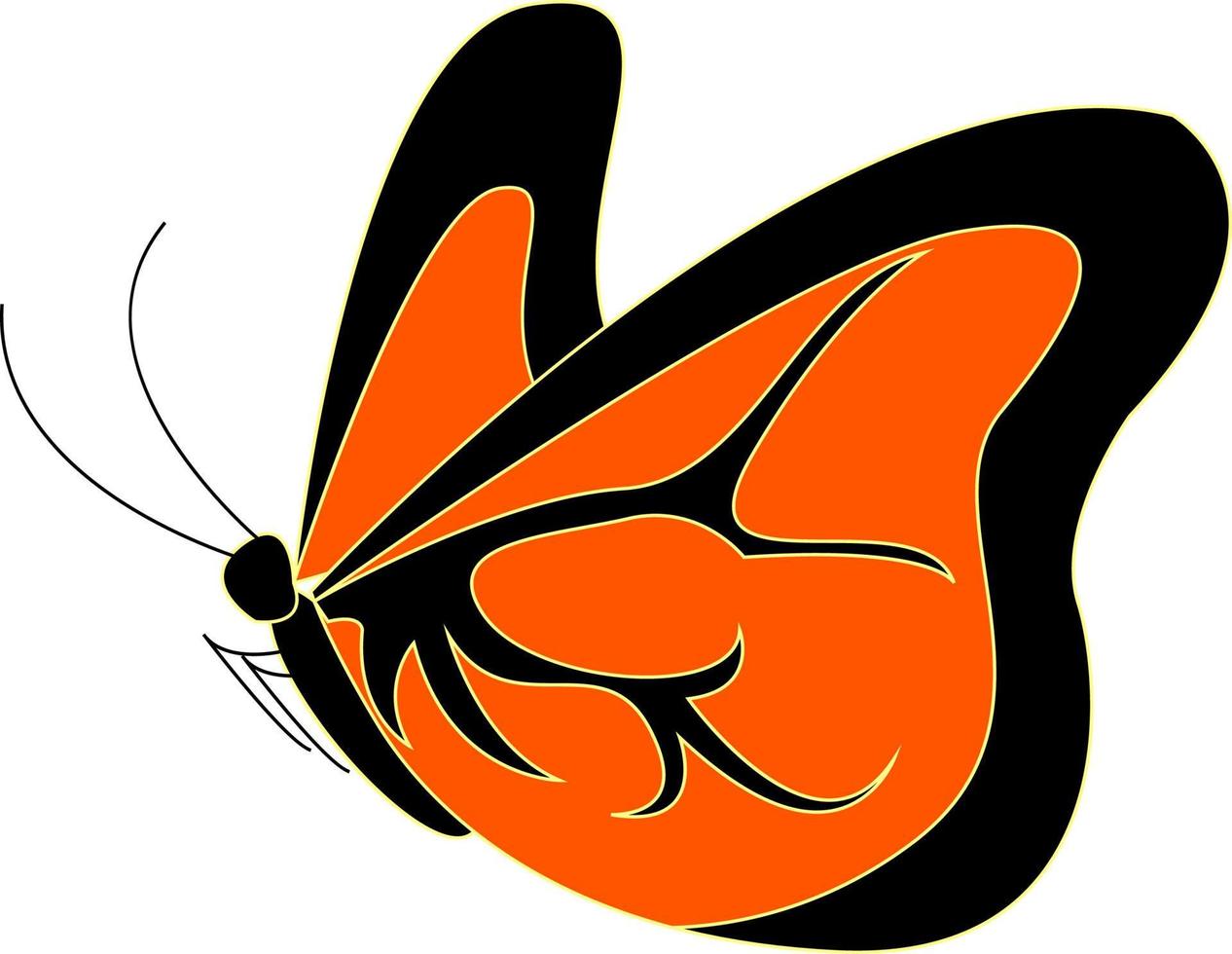 Orange butterfly, illustration, vector on white background.