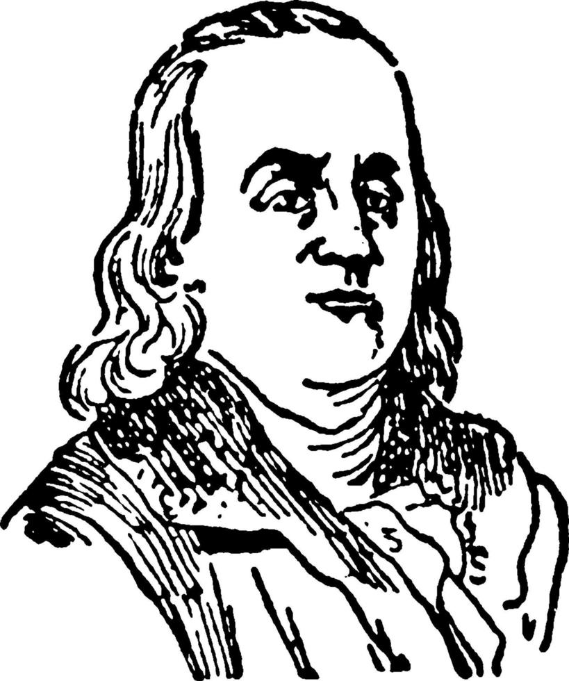 dr. benjamin franklin, ilustración de la vendimia vector