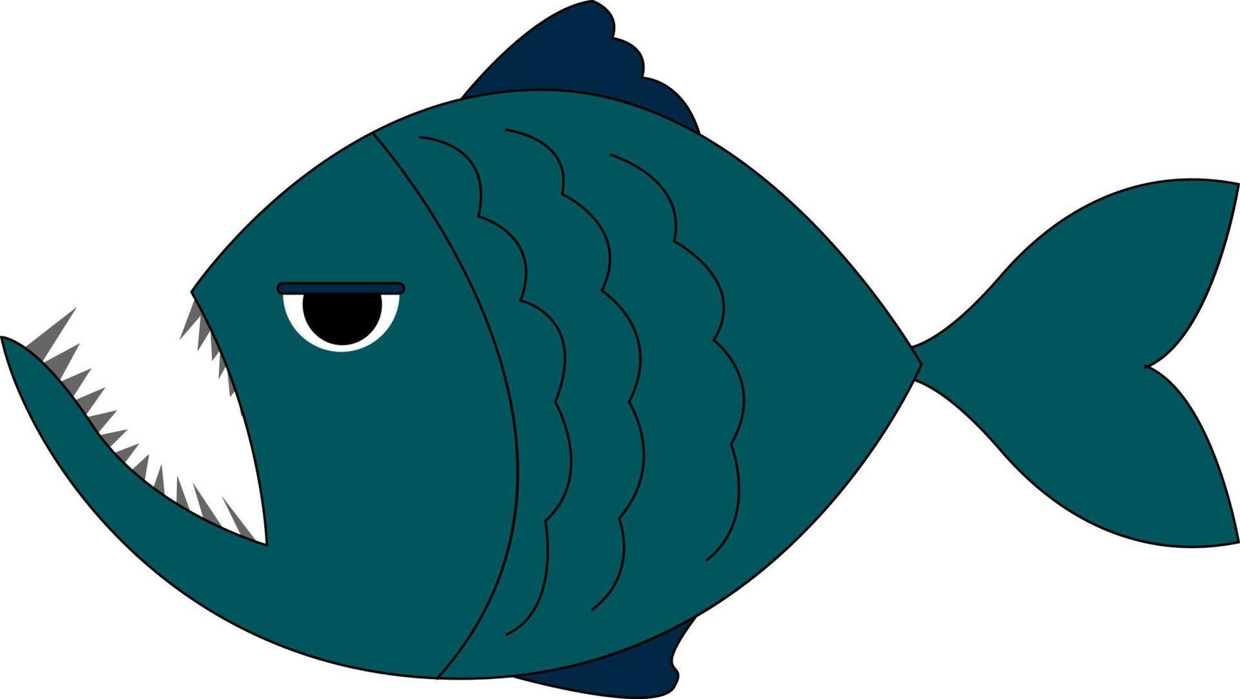 Blue piranha, illustration, vector on white background.