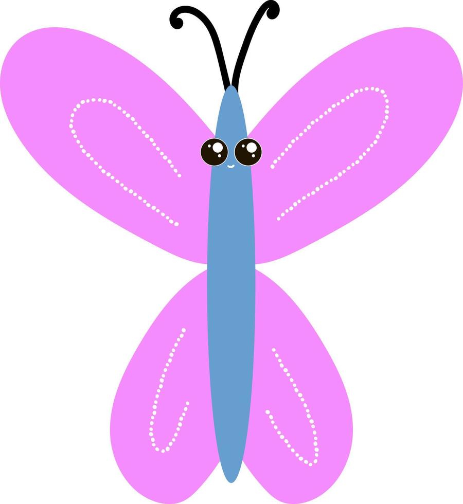 Pink butterfly, illustration, vector on white background.